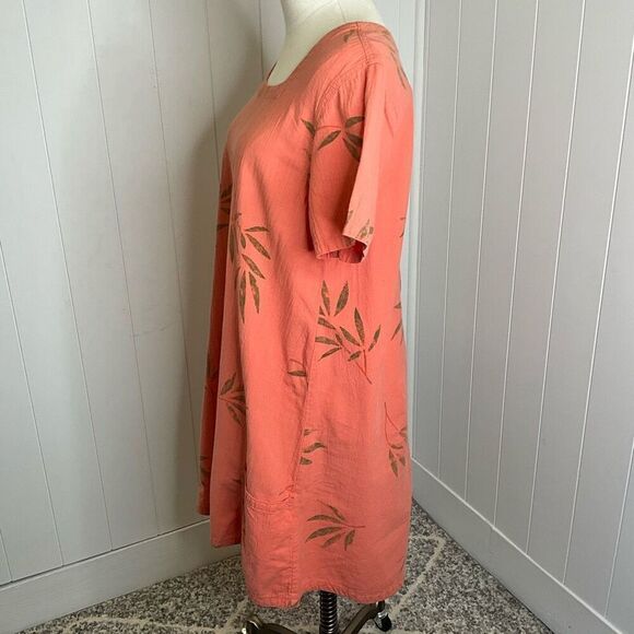 Color Me Cotton CMC Womens Size Small Mini Dress Orange Floral Short Sleeves - Picture 8 of 12